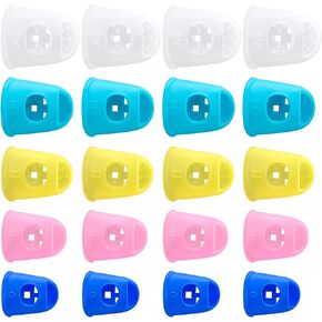20pcs Rubber Finger Tip Guard, 5 Sizes Finger Grips Protector for Sorting Paper, Rubber Fingertip Cover Cap for Sewing Carving Cutting Painting Guitar Playing- 5 Colors