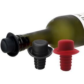 Silicone Cowboy Hat Shaped Wine Stoppers - 2 PCS Cute Wine Accessories, Black and Red