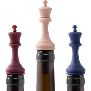 Li&Zhao Funny Wine Stoppers for Wine Bottles - 3 PCS Wine Bottle Stoppers Champagne Stoppers Wine Corks Silicone Wine Seal Stopper Wine Bottle Cover Keeping Wine Champagne Beverage Beer Fresh(King)
