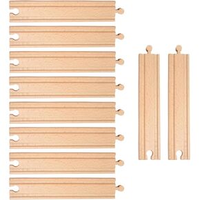 ORBRIUM 10X 8 Wooden Straight Track for Wooden Railway fir Thomas, Brio, IKEA, Melissa & Doug