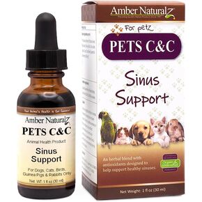 Amber Naturalz Pet C & C العشبية المكمل للكلاب والقطط والطيور وخنازير غينيا والأرانب | مكملات العشبية للحيوانات الأليفة للجيوب الأنفية الصحية | 1 زجاجة زجاجية أوقية السوائل | مصنعة في الولايات المتحدة الأمريكية