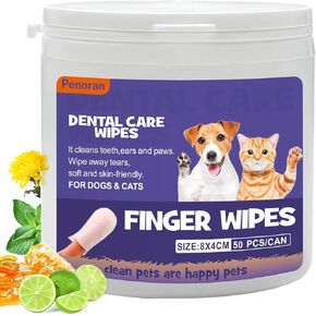 Pet Ear | Eye | Teeth Cleaning Finger Wipes, Dental Care Wipes for Dogs&Cats, Ear | Eye | Teeth Clean Care Wipes for Rabbits, Horses, Pet Mouse -Remove Plaque and Tartar, No-Rinse Finger Toothbrush