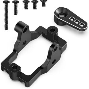COOWOO Aluminum Alloy RC Servo Mount and Servo Horn Upgrade Parts Set for 1/18 TRX-4M RC Crawler Cars - Precision CNC Machined, Increased Durability and Precision Steering, Black