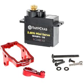 RampCrab RC Steering Servo with Mount and Horn for TRX4M RC Car, 1/18 Upgrades Parts, Suitable for TRX4-M Bronco Defender K10 (Black Horn), 2Sets