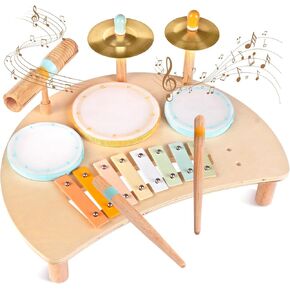 Toddlers Drum Set Toys for 1 Year Old Boy Girls,Baby Drum with Xylophone for Toddlers 1-3,Musical Instruments, Kids Wooden Montessori Toys, Christmas Birthday Gifts for Age 1 2 3+
