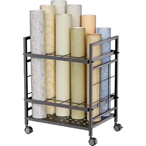 GIOTORENT Blueprint Storage Rack, Blueprint Holder with Wheels, Used for Storing Map/Poster/Blueprint/Architectural Construction Plan, 12 Slots, 2 Brakes, Silent Wheel for Home, Office, School(Black)