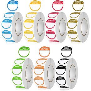 7000 Pcs 1 Inch Risepekt Removable Day of The Week Labels for Inventory Management (Monday-Sunday), Easy to Peel Day Labels for Restaurant Kitchen Containers, Self Adhesive Day Dot Stickers (7 Rolls)