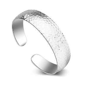 Sterling Silver Bangle Bracelets for Women, Handmade Bracelet for Women, Silver Cuff Bracelets for Women, Mothers Day Gifts, Valentines Day Gifts (Silver cuff-5)