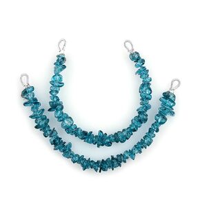 CRYSTALIS 2pcs Natural London-Blue-Topaz Gemstone Connector with Loops, Uncut Chips Nuggets Beads, Healing Crystals, Jewelry Making Supply, Keychains, Hanging Accessories, DIY, Strand, Craft, 4" inch