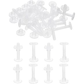 PATIKIL 10mm Chicago Screws, 20 Sets Plastic Chicago Screw Binding Post Screw Rivets Post for Leather Belt Scrapbook Photo Albums, Clear