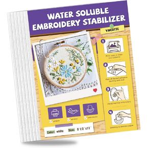 Water Soluble Embroidery Paper, 6PCS 8.5"x11" Printable and Self-Adhesive Embroidery Transfer Paper Embroidery Stabilizer for Hand and Machine Embroidery