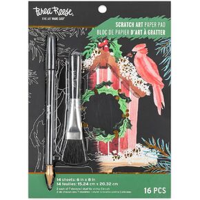 Scratch Art Paper Pad - Vintage Christmas - 14 6x8 Pages, Reveal 7 Seasonal & Festive Holiday Designs, Metallic Pops, Adult Craft Kit