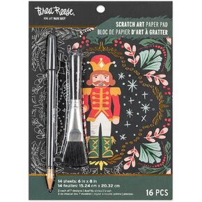 Scratch Art Paper Pad - Holiday Motifs - 14 6x8 Pages, Reveal Seasonal & Festive Holiday Designs, Metallic Pops, Adult Craft Activity