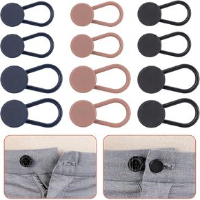 12-Pack of Extenders for Jeans, Pants Waist Button Extender Fantastic Extender for All Trousers and Shirts in 4 Sizes for Men and Women No Sewing Instant Waistband Extension 1-1.8 Inches (4 Colours)