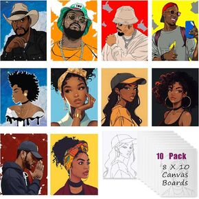 10 Pack Pre Drawn Canvas Boards for Painting for Adults, for Paint Party Favors,Beginner Favor, Paint by kit for Adults(Couple) Sip and Paint kit Date Night