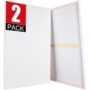 Stretched Canvases for Painting 24x36 Canvas Large Canvas for Painting, White Painting Canvases for Acrylic, Oil, Tempera, Watercolor or Other Paints (2Pack)