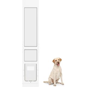 Elevon Dog Door for Sliding Glass Door, Doggie Door Insert with Magnetic Closing Latch Plate, Adjustable Height 75"-83" Slider Height, Patio Pets Door for Dogs, No-Cut Install, White