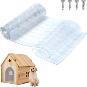 Dog Door Replacement Flaps Doggie Door Replacement Strips, Durable Dog House Door Flap Clear Safe Plastic Vinyl Strips with Good Insulation for DIY Kennel Cat Chicken House(4.9 Feet x 7.8 Inch)