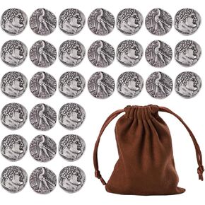 30 Roman Coins,30 Pieces of Silver Coins Judas Prop with Coin Bag,Metal Religious Old Coins,Christian Accessories Funny Gifts for Catholic Priests
