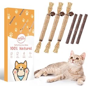 6 Pack Silvervine Sticks Cat Toy, Natural Chew Stick for Dental Care Teeth Cleaning,Matatabi Cat nip Treat Toys for Indoor Cats& Kittens