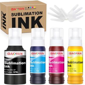 Sublimation Ink Refilled Bottles Work with ET-2720 ET-2760 ET-2800 ET-15000 ET-2803 ET-2850 ET-3760 ET-4800 ET-4760 Inkjet Printer Heat Press Transfer on Mugs T-Shirts Pillows Phone Case
