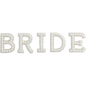 Bride Iron on Letters Patches Bachelorette Party Decorations with White Rice Beads Rhinestone Letter Patch Sticker Craft