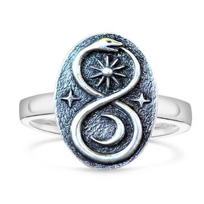 Infinity Ouroboros Snake Ring ، Retro S925 Sterling Silver Siln Moon Star Punk Cocktail Party Marmic Magic Serpent Boho Bohemian Ring for Women (A01_Snake Ring ، 8)