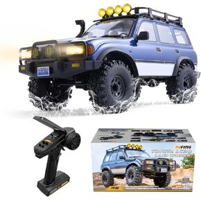 EAZYRC FMS FCX10 1/10 RC Crawler LC80 Series-Official Toyota Licensed,High-Performance RC Rock Crawler 4X4,Two Speed Transmission,Metal Chassis,Realistic LED Lights,2.4GHz RC Car for Adults (Blue)