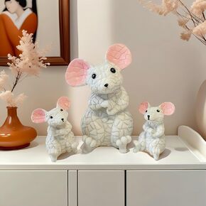 Mouse Figurines Set of 3, Handmade Resin Animals Miniature Home Decor Desktop Ornament Collectibles Statue