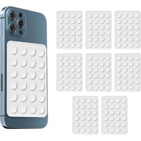 8 Pcs Silicone Suction Phone Holder Stand Non-Slip Smartphone Case Mount, Hands-Free, Easy to Clean, Perfect for Selfies and Videos Adhesive Silicone Phone Accessory (White)