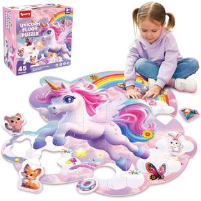Synarry Unicorn Floor Bashles للأطفال الذين تتراوح أعمارهم بين 4-6 سنوات ، والألغاز الكبيرة 45 قطعة للأطفال الذين تتراوح أعمارهم بين 4-8 ، والألغاز الأرضية للأطفال الذين تتراوح أعمارهم بين 3 و 5 سنوات ، والألغاز الأرضية للأطفال الذين تتراوح أعمارهم الفتيا