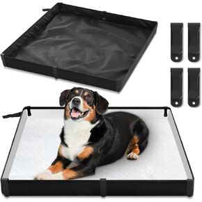 Dog Pee Pad Holder Tray 22 x 22 inch Extra Large Portable Puppy Pad Holder Foldable Potty Pads Tray for Dogs with 4 Fixing Clips Dog Training Pad Holder High Side Waterproof Easy to Clean