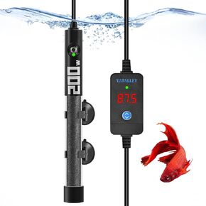 Small Fish Tank Heater for Aquarium: 200W Submersible Turtle Betta Heaters with Accurate Temperature LED Digital Display - Overheating and Off-Water Protection for 20-40 Gallon