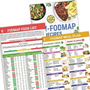 مجموعة Hamiew مجموعة 3 مخطط FODMAP ، قائمة اتباع نظام غذائي منخفض FODMAP ، كتيب خطة الوجبات الغذائية القابلة للطباعة للمبتدئين ، الأطعمة لتجنب ، تحسين نظام الغذائي ، تخفيف أعراض القولون العصبي ، وصفات سهلة