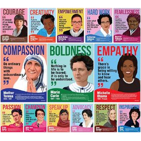 Decorably 14 Women in History Posters for Classroom High School, 11x14in Matte-Laminated Inspirational Classroom Decor