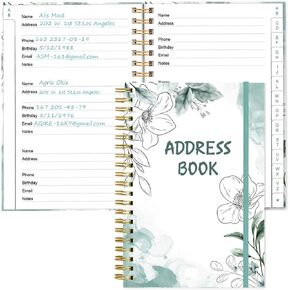 Address Book with Alphabetical Tabs - Telephone & Address Book with Address Contacts, Special Date, Phone, Birthday & Internet Login Password for Home and Office, 4.3" x 6.2", Rose Leaf