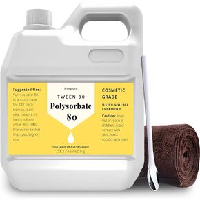 21.17 oz Polysorbate 80 for Bath Bombs, Premium Polysorbate 80 (Sorbitan Oleate) Liquid, 100% Pure, Cosmetics Grade, Gentle on Skin, Suitable for Making Lotions, Shampoos, Body Washes and More