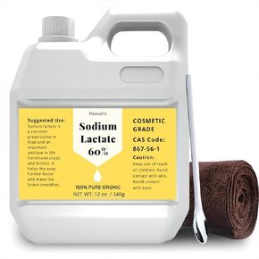 12 oz (Net Wt) Sodium Lactate for Soap Making & Lotions, Premium Sodium Lactate Liquid, 60% Concentration, Cosmetic Grade, Moisturize Anti-Aging, Makes Soap Harder and Unmold Faster