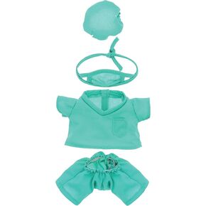 DolliBu Doctor Dress Up Set for Teddy Bear Plush Toy - Surgeon Scrubs Outfit for Stuffed Animals, Cute Set of Doctor Cap, Shirt, Pants, & Mask for Teddy Bear Costume, Stuffed Animal Clothes - Small