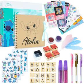 Disney Stitch Scrapbook Kit for Kids DIY Kit with Wito Scrapbook DIY Scrapbooking Accessories Stickers Stamps Gel Pens Glitter Girls Art Set Stitch Gifts for Girls