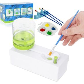 Paint Brush Cleaner & Makeup Brush Cleaner Tool with Paint Brush Rinse Cup, 4 in 1 Paint Water Dispenser handy paint station for Acrylic, Watercolor, Oil Paint（Give 4 Pen & Pen holder & paint tray）