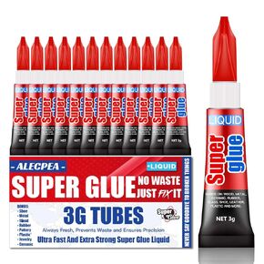 3 Gram (Pack of 24) Single Use Super Glue Liquid, Super Fast, Thin & Strong Adhesive Superglue, Cyanoacrylate Glue for Hard Plastics, DIY Craft, Ceramics, Leather, Metal Etc