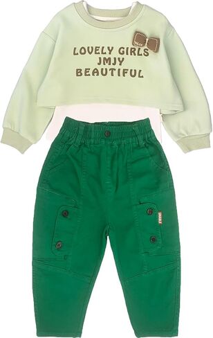 Peacolate 2-7t Spring Fall Summer Girls 3pcs مجموعة ملابس أبيض Tank Top Green Tirt و Joens for Kids Baby in Kuwait