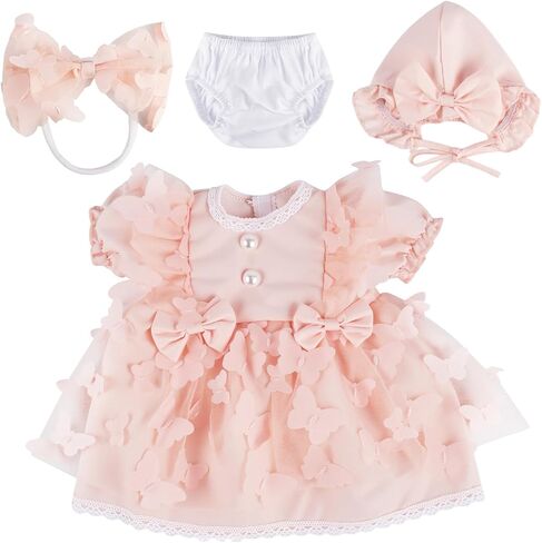 Babeside 4 PCS Reborn Baby Doll Clothes Preshing for 17-22 Inch Baby Dolls ، Pink Boy Baby Doll Dity with Baby Doll Hat Doll و Doll Diaper for Wresiality Baby Doll Associory in Saudi Arabia