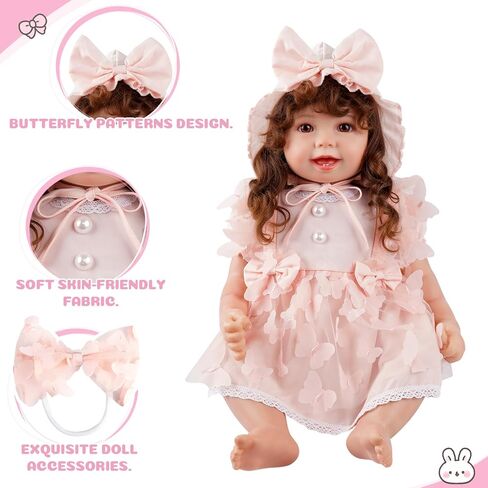Babeside 4 PCS Reborn Baby Doll Clothes Preshing for 17-22 Inch Baby Dolls ، Pink Boy Baby Doll Dity with Baby Doll Hat Doll و Doll Diaper for Wresiality Baby Doll Associory in Saudi Arabia