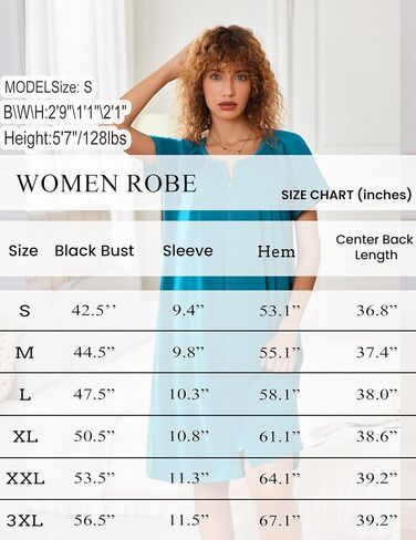 Ekouaer Zipper Robes for Women Short Sleeves Knit Bathrobes Knee Length Soft Lace Trim Loungewear with Pockets S-3XL in Saudi Arabia