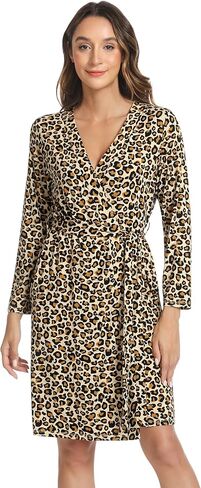 Women's Robes-Viscose Made from Bamboo, Long Sleeve Kimono Bathrobe Soft Sleepwear V Neck Casual Robe with Pockets in Kuwait