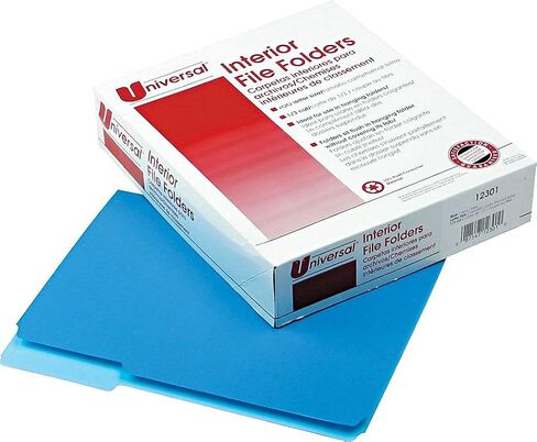 Universal UNV12301 1/3-Cut Assorted Tab Interior File Folders - Letter Size, Blue (100/Box) in Saudi Arabia