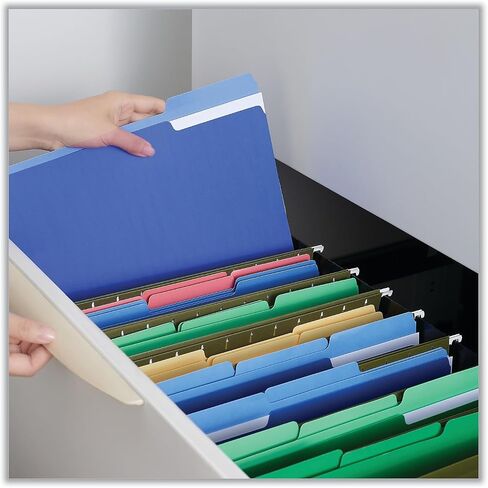 Universal UNV12301 1/3-Cut Assorted Tab Interior File Folders - Letter Size, Blue (100/Box) in Saudi Arabia