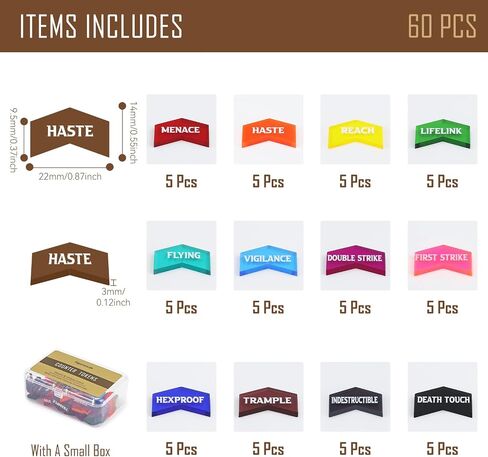 60Pcs MTG Counters/Keyword Counters for Magic The Gathering, Colorful Coded MTG Tokens, Improved Gameplay with This Great Magic The Gathering Gift/MTG Gift in Kuwait
